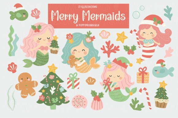 Download Merry `mermaids Clipart Set - Mermaids Collection