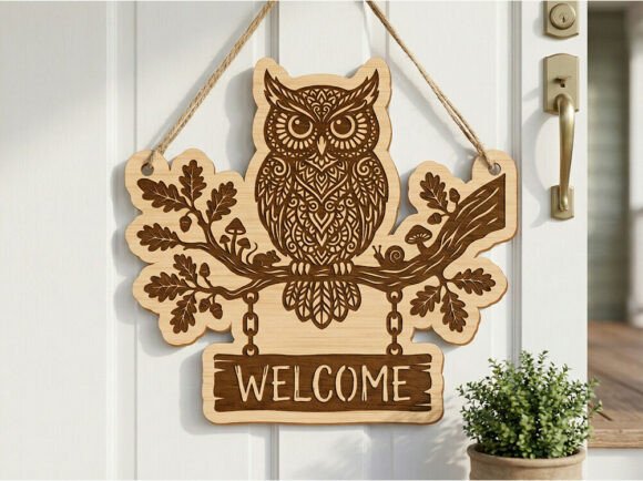 Download Owl Welcome Door Sign SVG - Door sign svg Collection
