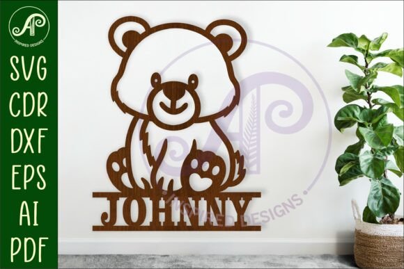 Download Cute Bear Personalized Name Sign Laser - Premium Resources