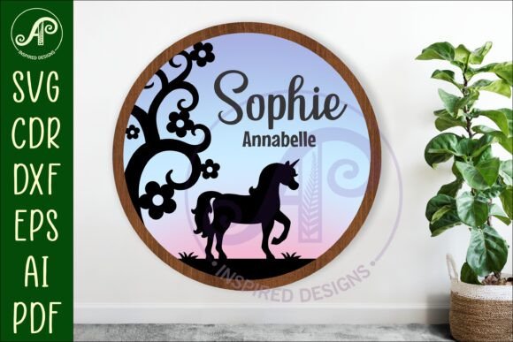 Download Unicorn Layered Personalized Name Sign - Premium Resources